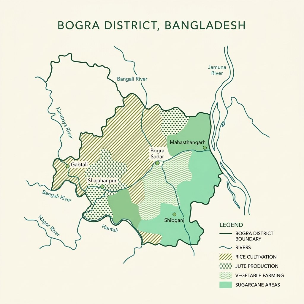 Illustrative map of Bogra and the Mahasthangarh area